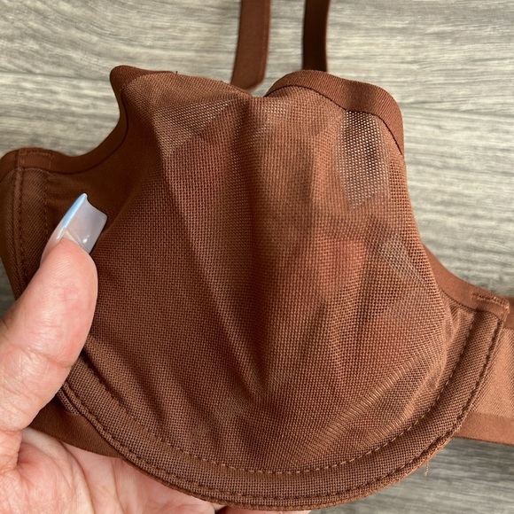 SMOOTHEZ by Aerie Balconette Mesh Bra Size 34B Universe Brown Underwire Sheer - Picture 4 of 7